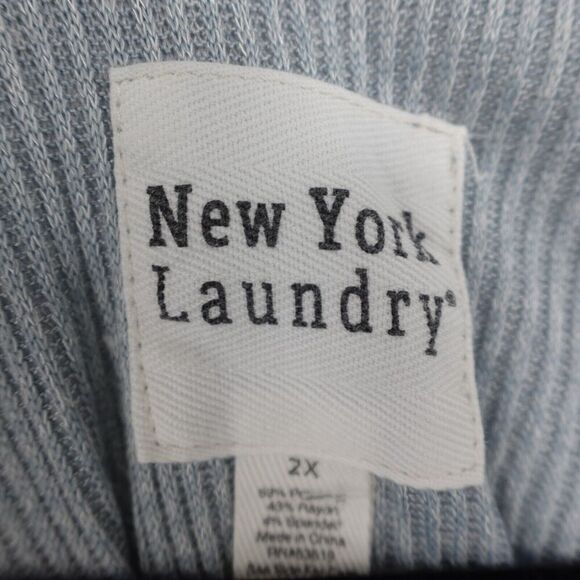 New York Laundry Dusty Blue Ribbed Sweater Metal Studs Size 2X - Picture 8 of 9